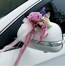 Искусственный шёлковый Пион Роза свадебное украшение автомобиля поддельные Цветочные дверные ручки Украшение зеркала заднего вида 2024 - купить недорого