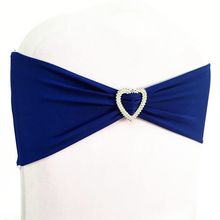 10pcs 50pcs Lycra Stretch Wedding Chair Bow Sash Elastic Spandex Chair Band With Heart Buckle For Hotel Event Party Decoration 2024 - buy cheap