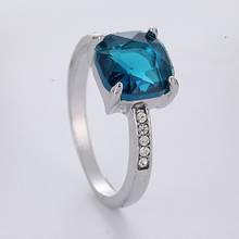 Женское Обручальное кольцо с голубым камнем, модное Ювелирное кольцо для влюбленных, подарок для помолвки, O5C136 2024 - купить недорого