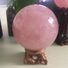 Decoración del hogar sanación bola de cristal 76mm Natural rosa cuarzo cristal esfera adornos accesorios decoración de la habitación 2024 - compra barato