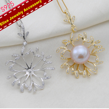 Leaves Branch Pendant Holder S925 Sterling Silver Pearl Pendant Fittings Lady DIY Jewelry Components Silver&Gold Color 3Pcs/Lot 2024 - buy cheap