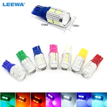 Leewa lâmpada de led para carro, 50 peças, dc 12v t10 194/168, cunha 10-smd 5630, chip com lente 7 cores, amarelo/vermelho/branco/rosa/lce azul # ca3044 2024 - compre barato