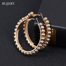 Blijery brincos statement da moda para mulheres, brincos de argola grande de 60mm, cor dourada, brinco de anel com miçangas, joias punk 2019 2024 - compre barato
