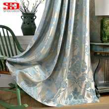 Damask Blue Fabric Curtains For Living Room Jacquard Blackout Luxury Drapes For Bedroom Custom Blinds Window Shading 70% Panel 2024 - buy cheap