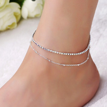 Lovely Crystal Anklet Bracelet Silver Color Link Chain Anklet Barefoot Jewelry Sexy Women Foot Bracelet 2024 - buy cheap