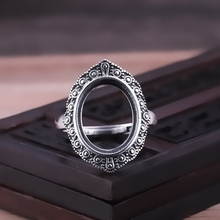 Anel feminino de prata esterlina 925, arte secundária de 12x15mm para casamento e noivado, semi-montagem de anel para âmbar opala vintage 2024 - compre barato