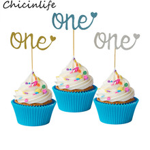 Chicinlife 5 pçs ouro um cupcake toppers primeiro decoração da festa de aniversário do chuveiro do bebê menino menina 1st aniversário bolo suprimentos 2024 - compre barato