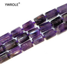 Cuentas de amatistas naturales de cuarzo púrpura con forma cilíndrica para fabricación de joyas, pulsera DIY, collar, 11x16mm, hebra de 15" 2024 - compra barato