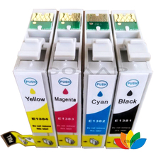 Cartucho de tinta para impresora EPSON T1381, recambio de tinta Compatible con T1382, T1383, T1384, Stylus TX420W, TX320F, TX325F, TX525FW, 4 Uds. 2024 - compra barato