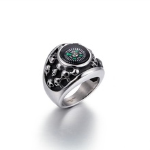 Anel criativo de aço inoxidável, novo anel de titânio de aço, bússola, anel retrô de esqueleto, atacado 2024 - compre barato