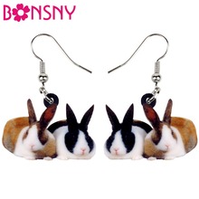 Bonsny Acrylic Easter Hare Rabbit Bunny Earrings Drop Dangle Big Long Lovely Animal Jewelry For Women Girls Teens Charms Brincos 2024 - buy cheap