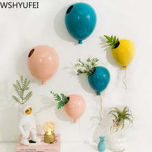 1pcs ceramic Potted plant balloon wall hanging flower pot children's room wall vase home wall decoration home decoration 2024 - buy cheap