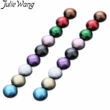 Julie Wang 10pcs 12mm Resin Round Cabochon Multi-color Flat Back Cameo Necklace Earrings Bracelet Jewelry Making Accessory 2024 - buy cheap