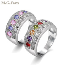 MGFam многоцветные кольца для женщин Новинка 2018 Весна Европа Горячая Распродажа Белое золото цвет AAA + кубический циркон 2024 - купить недорого