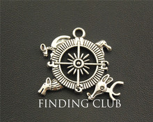 8pcs  Silver Color animal compass Charm Pendant Necklace Charm Bracelet Bangle 32x36mm A1306 2024 - buy cheap