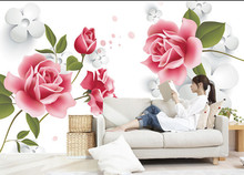 Murais de parede personalizados em 3d rosa de parede,hotel, restaurante, cafeteria, sala de estar, sofá, tv, quarto, papel de parede 3d de flor 2024 - compre barato