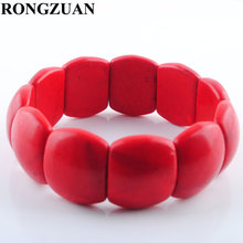 Rongzuan vermelho turquesa howlite gem grânulos de pedra pulseira estiramento pulseira charme 7 polegadas jóias tk3045 2024 - compre barato