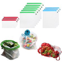 3 Size Reusable Cotton Vegetable Bags Home Kitchen Fruit And Vegetable Storage Mesh Bags With Drawstring Machine Washable 2024 - buy cheap