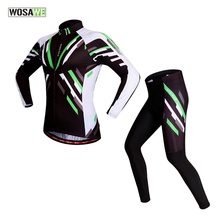 Conjunto masculino de manga longa wosawe, roupas femininas para ciclismo em gel com camisa e calça justa para corrida primavera e outono 2024 - compre barato