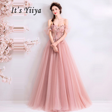 Es Yiiya-vestido De noche rosa con cuello De barco para mujer, vestidos De fiesta sin mangas, vestido De noche largo De talla grande, 2019, E634 2024 - compra barato