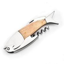 Wooden Fish Bones Stainless Steel Wine Opener Bottle Corkscrew Opener Home Kitchen Bar Tool LX4673 2024 - buy cheap