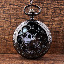 Jack Skellington pesadilla antes de Navidad, reloj de bolsillo de cuarzo, collar hueco Vintage, Steampunk, reloj para hombre y mujer, Tim Kennedy 2024 - compra barato