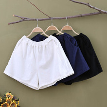 Summer 2016 Women cotton linen Loose elastic waist Shorts Female Plus Size Shorts Solid Color Pockets Ladies Large Shorts 2024 - buy cheap