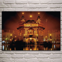 Imagen de la noche del Templo Dorado de la india, posters de pared de construcción, imagen para el hogar, sala de estar, decoración para dormitorio KJ064 2024 - compra barato