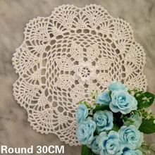 30CM Round Modern White Cotton Placemat Cup Coaster Mug Kitchen Christmas Table Mat Cloth Lace Crochet Tea Coffee Doily Pad 2024 - buy cheap