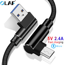 Olaf Micro USB cable 90 Degree elbow Nylon Braided Fast charger charging Cord For Samsung Xiaomi Huawei USB charger Microusb 2024 - buy cheap
