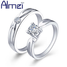 Almei-anillos de Zirconia cúbica para hombre y mujer, joyería de Color plata, 2 piezas, J041 2024 - compra barato