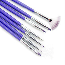 7 с набором ногтей Liner Brush Set Фиолетовый ручкой в полоску Живопись Рисунок Pen Наборы DIY маникюр Книги по искусству инструменты 2024 - купить недорого