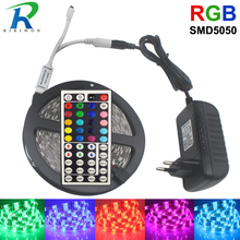Fita de led rgb., conjunto de tiras de luz com controle remoto e 12v dc, smd 5050, 4m, 5m e 10m. 2024 - compre barato