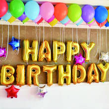 Happy Birthday Balloons alphabet letters hanging Birthday Party Decorations Kids Golden Silver Pink Blue Foil Balloons Garland 2024 - buy cheap