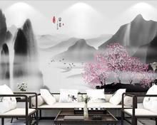 Papel tapiz 3d de paisaje de tinta china, mural de decoración del hogar para sala de estar, sofá, tv, pared, dormitorio, restaurante 2024 - compra barato