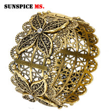 Sunspicems Vintage Algerienne Bangle Cuff Bracelet for Women Retro Gold Color Big Size Moroccan Traditional Wedding Jewelry Gift 2024 - buy cheap