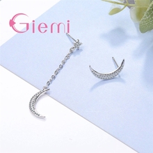 Most Popular Simple Small Exquisite Moon Star Drop Earrings 925 Sterling Silver  Crystal For Women Girl Best Gift 2024 - buy cheap