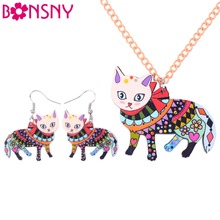 Bonsny Brand Acrylic Maxi Cat Necklace Earrings Jewelry Sets Choker Collar Fashion Jewelry 2016 News For Women Girl Gift 2024 - buy cheap