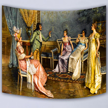 European palace royal oil painting tapestry home decorative tapestries wall hanging carpet comfortable sofa cover picnic mat 2024 - buy cheap