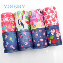 YJHSMY G-18829-1034,75 mm 5 Yards Cartoon Flamingo Thermal transfer Printed grosgrain Ribbons,gift wrap DIY handmade material 2024 - buy cheap