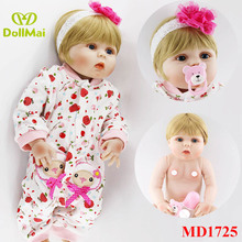 22" Full Silicone reborn doll baby girl doll reborn for children xmas gift Bebes reborn corpo de silicone inteiro bonecas 2024 - buy cheap