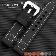 Carlywet pulseira de couro para relógio, 20 22 24 26mm, artesanal, 4mm de espessura, vintage, correia de pulseira, escova de esmalte, fivela de parafuso 2024 - compre barato