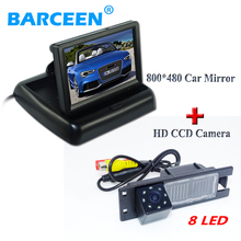 foldable car rear monitor with 170 degree car reversing camera rainproof  8 led for OPEL Astra H/Meriva A/Zafira B,FIAT Grande 2024 - buy cheap