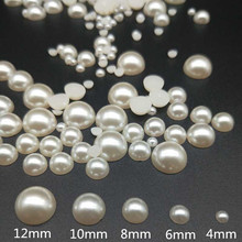 DIY 4/6/8/10/12mm Fashion ABS Imitation Pearls Beads Half Round Flatback Pearls Resin Scrapbook for Nail Art Jewelry Making 2024 - buy cheap