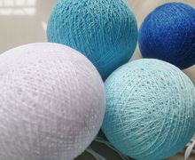 New design NAVY BLUE TONE cotton ball string lights , Fairy,Wedding,party,Patio Decor 2024 - buy cheap