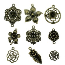 10pcs Charms Flower Antique Bronze Color Flower Pendant Charms Vintage Flower Charms For Jewelry Making 2024 - buy cheap
