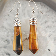 Free Shipping Beautiful Tiger's Eye Hexagonal Pointed Reiki Chakra Earring MC3167 2024 - buy cheap