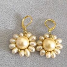Elegant 100% Genuine Freshwater Pearl Dangle Earrings For Women,Gold Yellow Shell Pearl Sunflower Silvers Jewellery 2024 - buy cheap