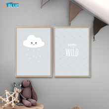 Cute Blue Cloud Raindrop Poster Canvas Art Print Kids Cartoon Painting Nordic Style Nursery Wall Pictures Baby Room Home Decor 2024 - buy cheap