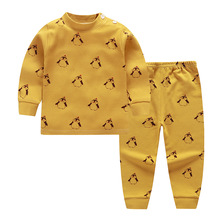 Conjunto de roupas infantis de algodão com desenho, 2 peças, calças de manga comprida, traje para meninos e meninas, novo, 2019 2024 - compre barato